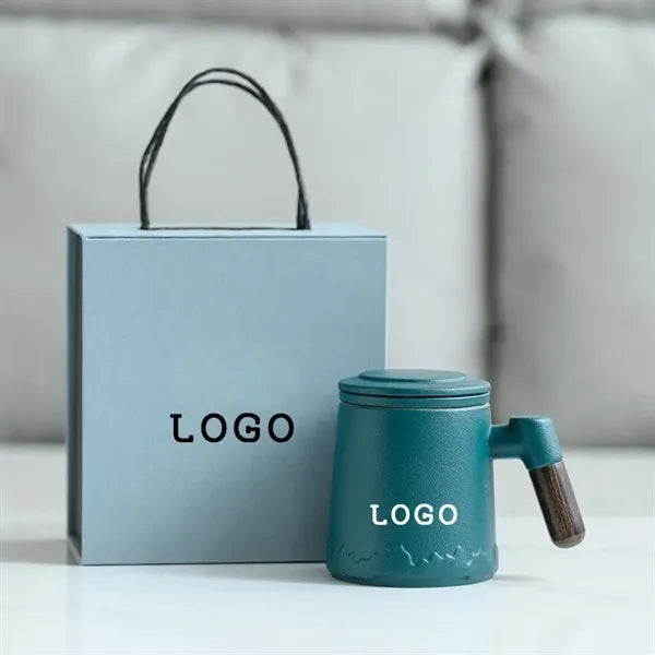 Premium 13.5oz Ceramic Office Mug with Tea Infuser