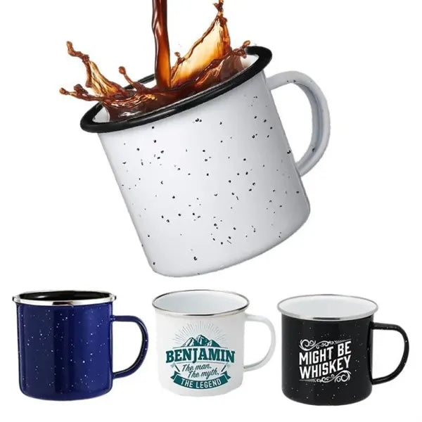 16oz Custom Enamel Camping Mug with Handle