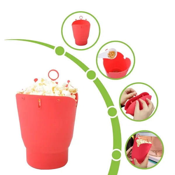Silicone Popcorn Snack Cup with Logo and Easy-Grip Mouth