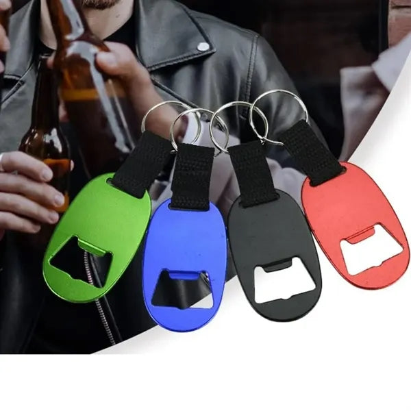 Aluminum Bottle Opener Keychain with Nylon Strap