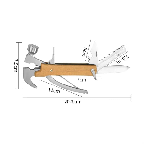 Multifunction Hammer Tool with Wooden Handle