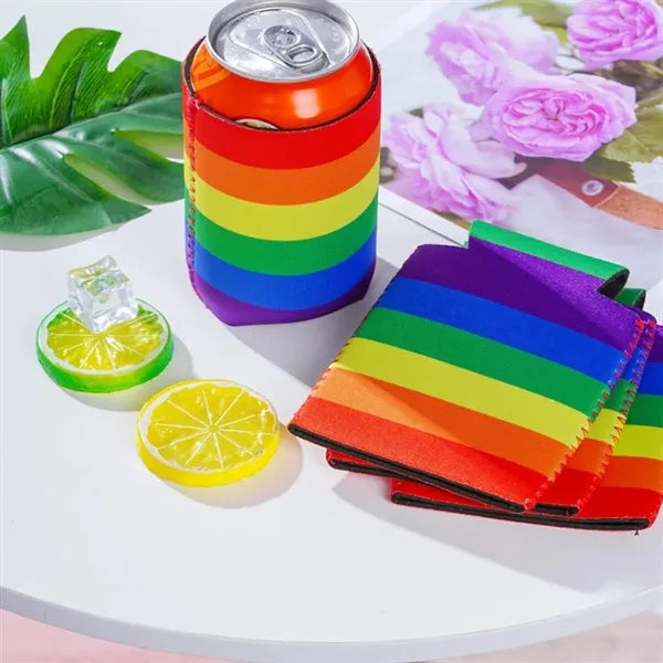 Rainbow Neoprene Can Cooler Sleeve for Pride Events