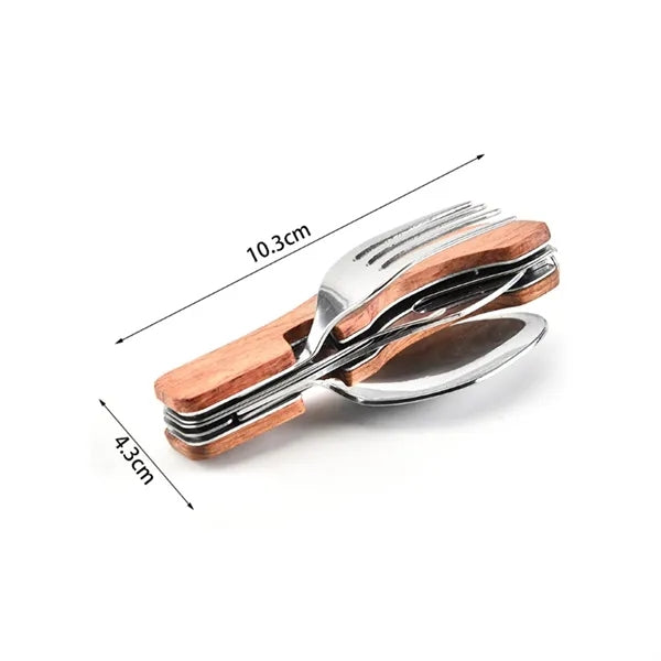 3-in-1 Folding Utensil Set with Wood Handle