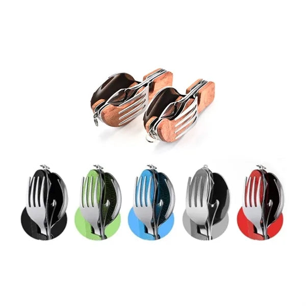 3-in-1 Folding Utensil Set with Wood Handle