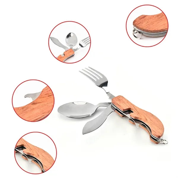 3-in-1 Folding Utensil Set with Wood Handle