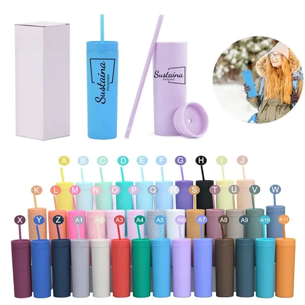 16oz Double Wall Tumblers With Lids And Straws