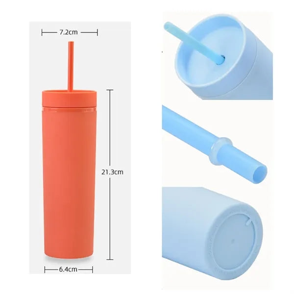 16oz Double Wall Tumblers With Lids And Straws