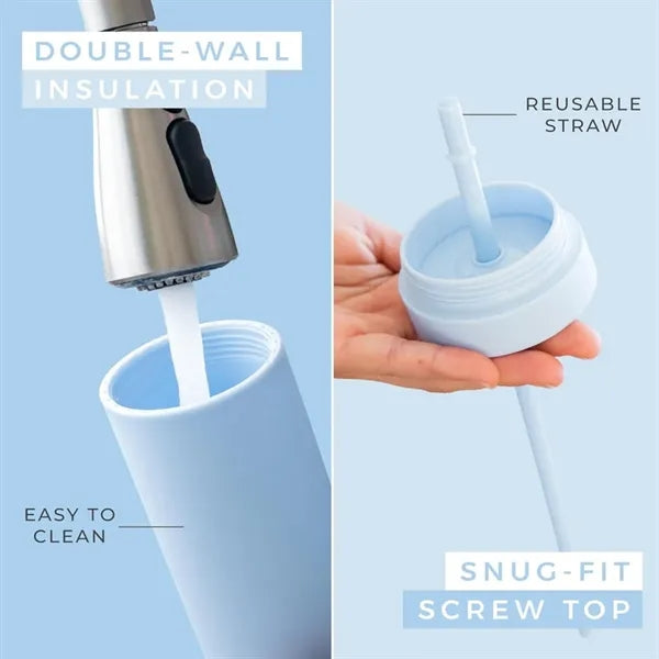 16oz Double Wall Tumblers With Lids And Straws