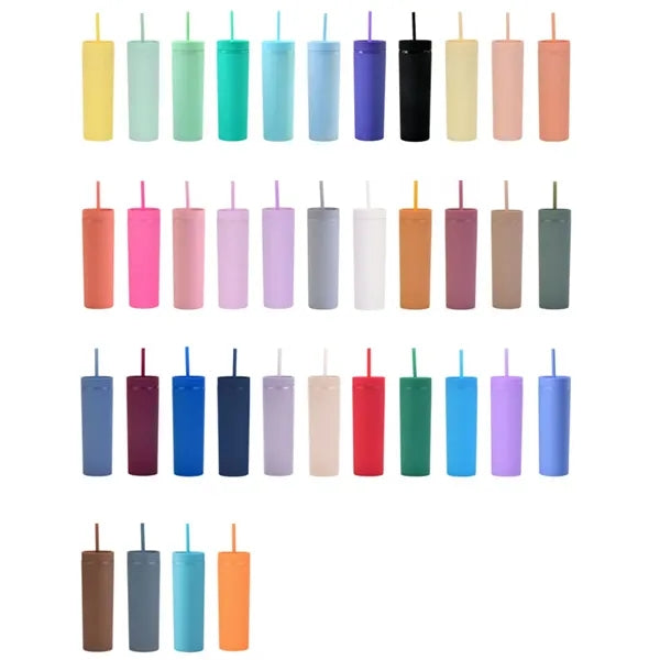 16oz Double Wall Tumblers With Lids And Straws
