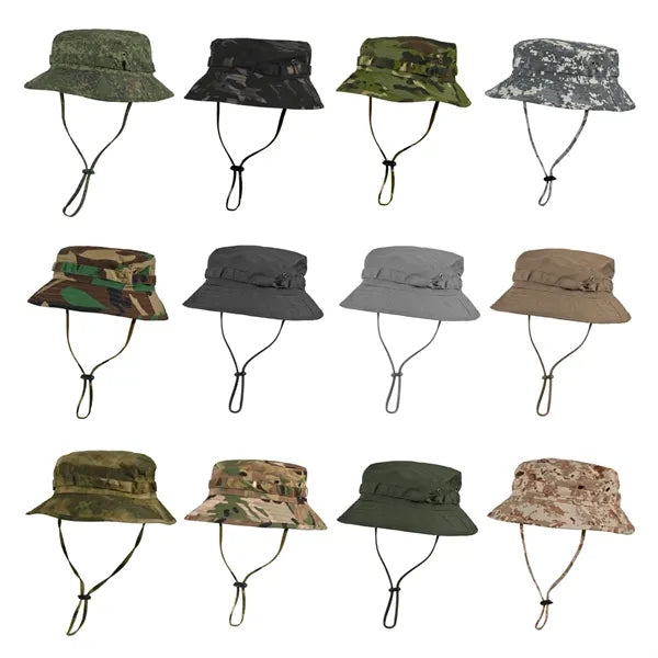 Camouflage Boonie Hat with Chin Strap for Outdoor Use