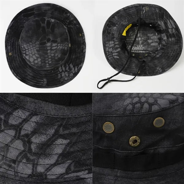 Wide Brim Camo Boonie Hat with Eyelets for Outdoors