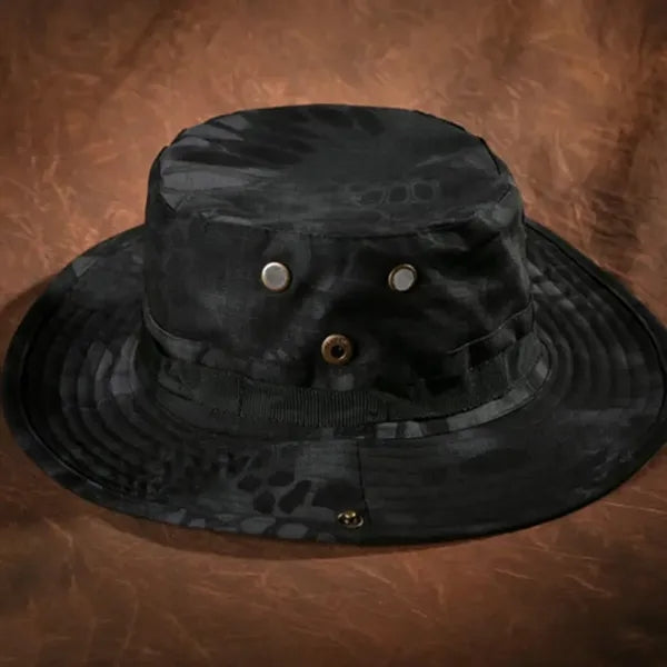 Wide Brim Camo Boonie Hat with Eyelets for Outdoors