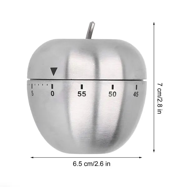 60 Min Stainless Steel Apple Shaped Mechanical Kitchen Timer