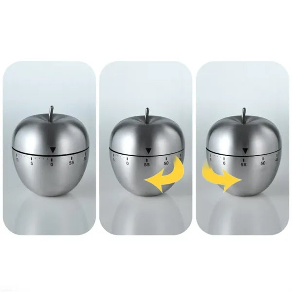 60 Min Stainless Steel Apple Shaped Mechanical Kitchen Timer
