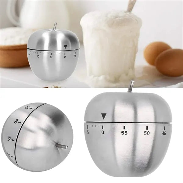 60 Min Stainless Steel Apple Shaped Mechanical Kitchen Timer