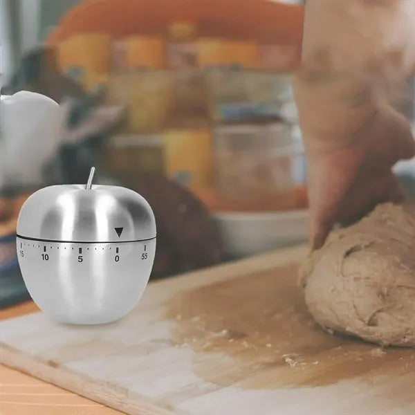 60 Min Stainless Steel Apple Shaped Mechanical Kitchen Timer