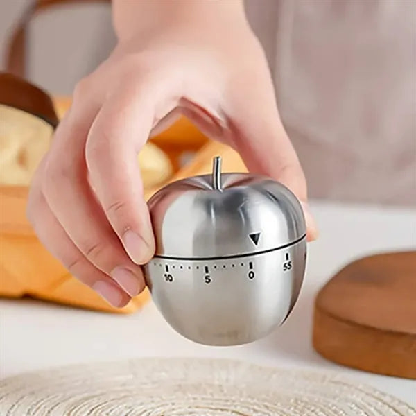 60 Min Stainless Steel Apple Shaped Mechanical Kitchen Timer