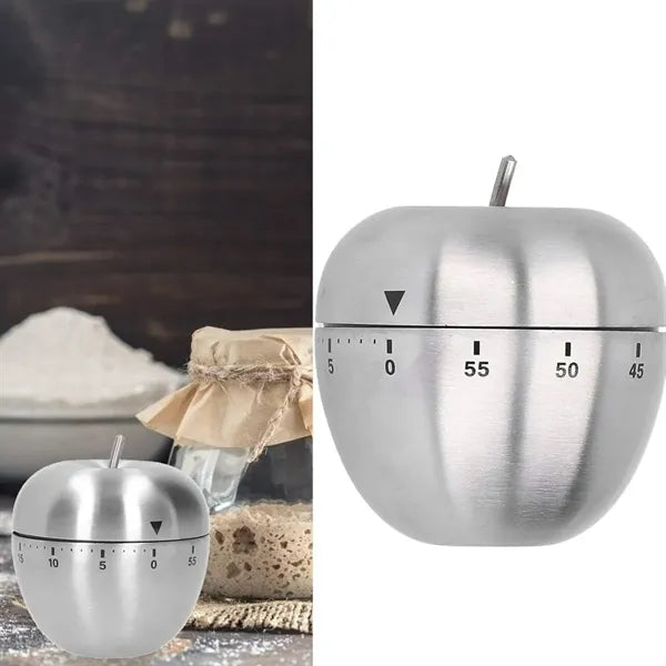 60 Min Stainless Steel Apple Shaped Mechanical Kitchen Timer
