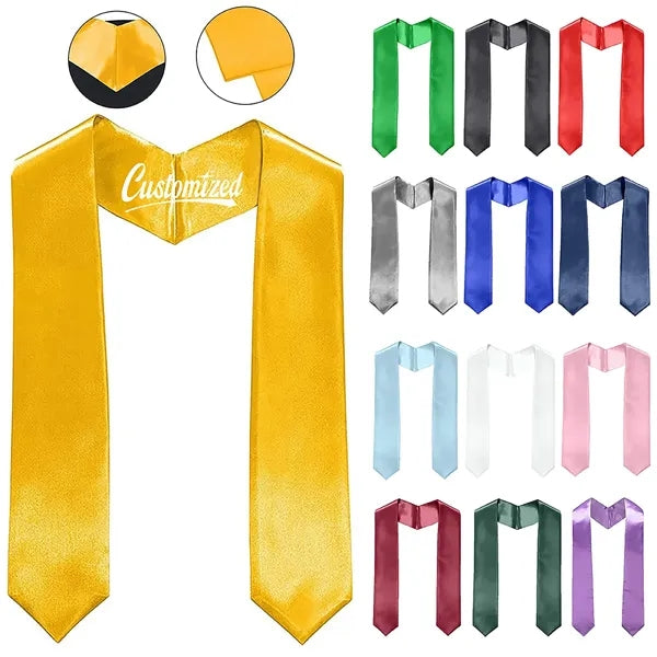 Graduation Stole with Satin Finish in Multiple Colors