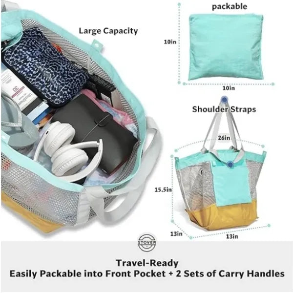 Lovey Summer Mesh Bag Large Capacity 2 Way Nylon
