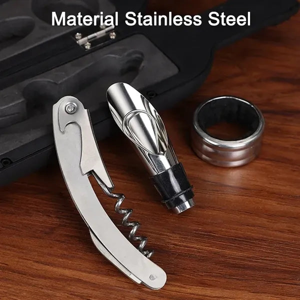 Champagne Bottle 5-Piece Wine Tool Set with Gift Case