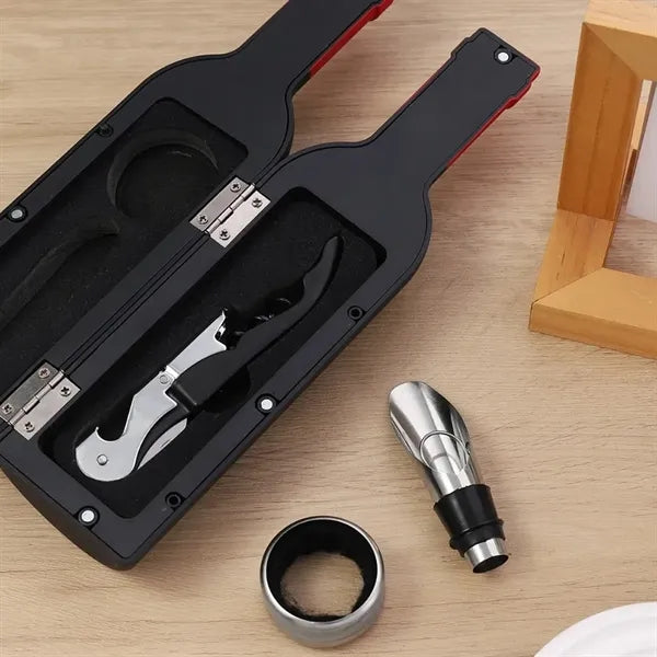 Champagne Bottle 5-Piece Wine Tool Set with Gift Case