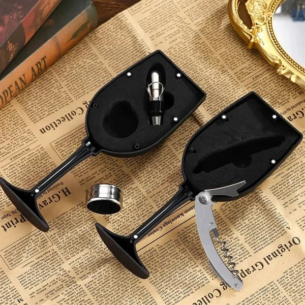 Champagne Bottle 5-Piece Wine Tool Set with Gift Case