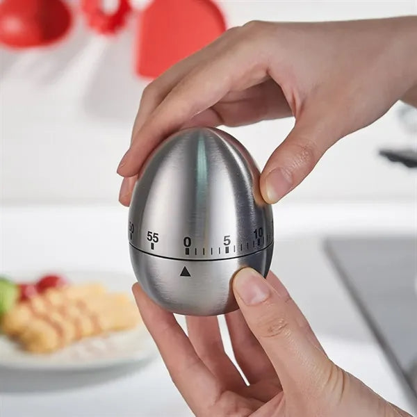 60 Min Stainless Steel Egg Shaped Mechanical Kitchen Timer