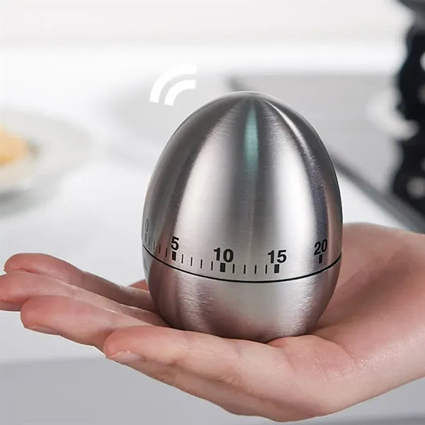 60 Min Stainless Steel Egg Shaped Mechanical Kitchen Timer