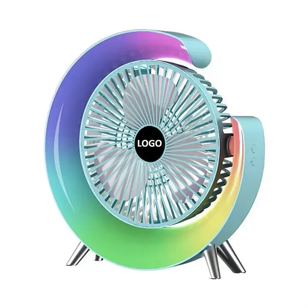 USB Desk Fan with Ambient Light Rotatable Portable