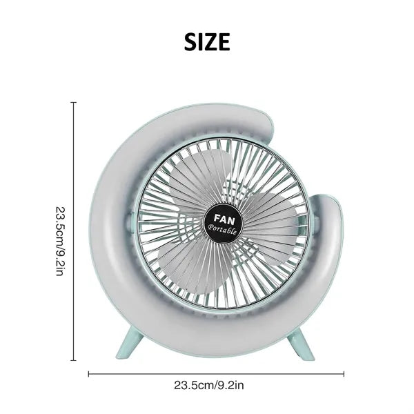 USB Desk Fan with Ambient Light Rotatable Portable