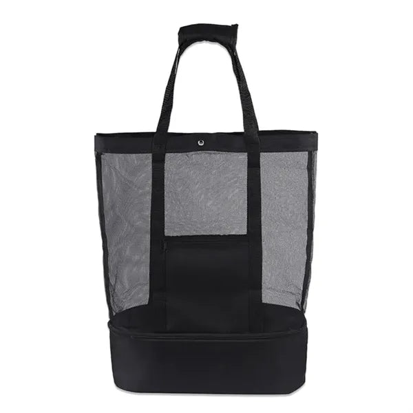 Large Mesh Beach Tote Bag With Insulated Cooler
