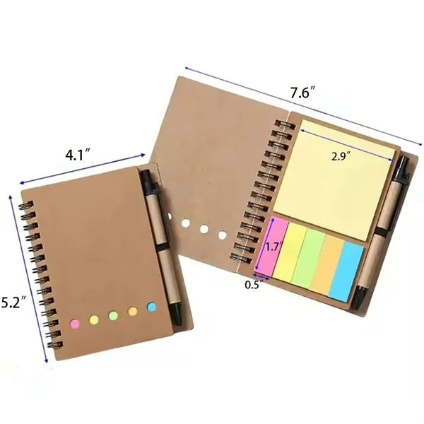 Mini Kraft Paper Loose Leaf Notebook With Pen Sticker
