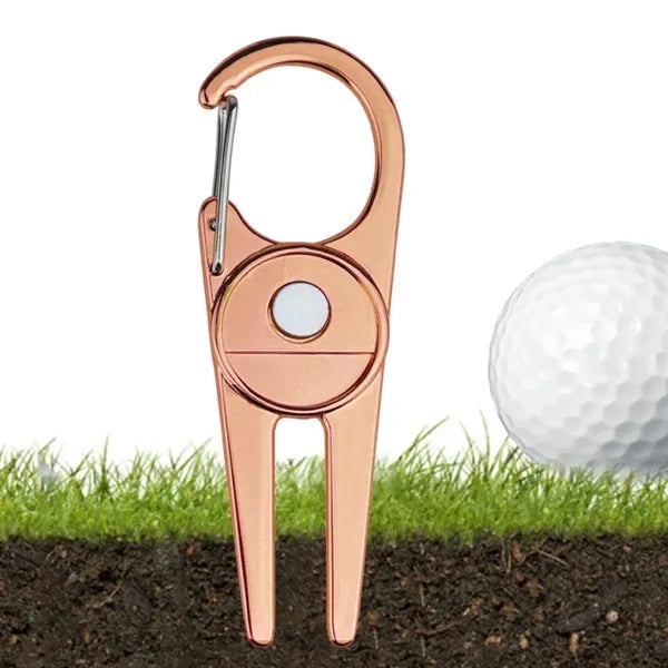 Carabiner Golf Divot Repair Tool with Magnetic Ball Marker