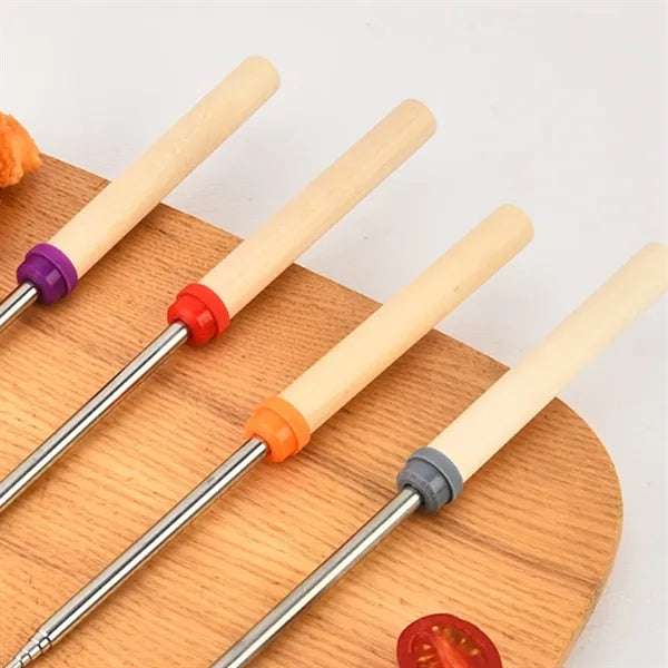 5 Extendable Wood BBQ Skewers Marshmallow Roasting Sticks