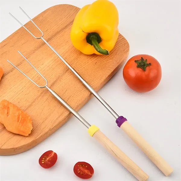 5 Extendable Wood BBQ Skewers Marshmallow Roasting Sticks