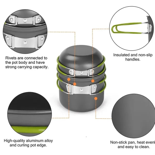 Camping Cookware Mess Kit,Lightweight with Stove & Utensils