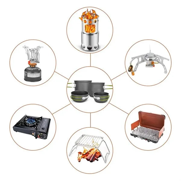 Camping Cookware Mess Kit,Lightweight with Stove & Utensils