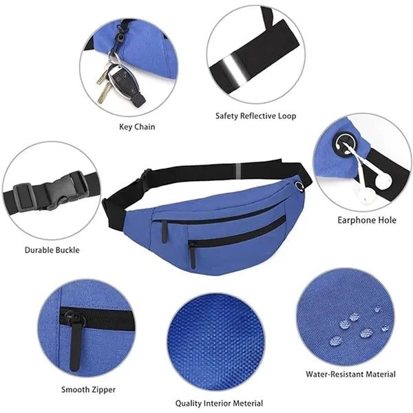 Large 4-Zipper Crossbody Fanny Pack