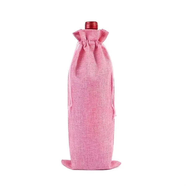 Burlap Wine Bottle Bag With Drawstring