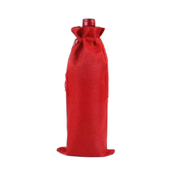 Burlap Wine Bottle Bag With Drawstring