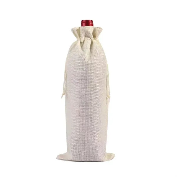 Burlap Wine Bottle Bag With Drawstring