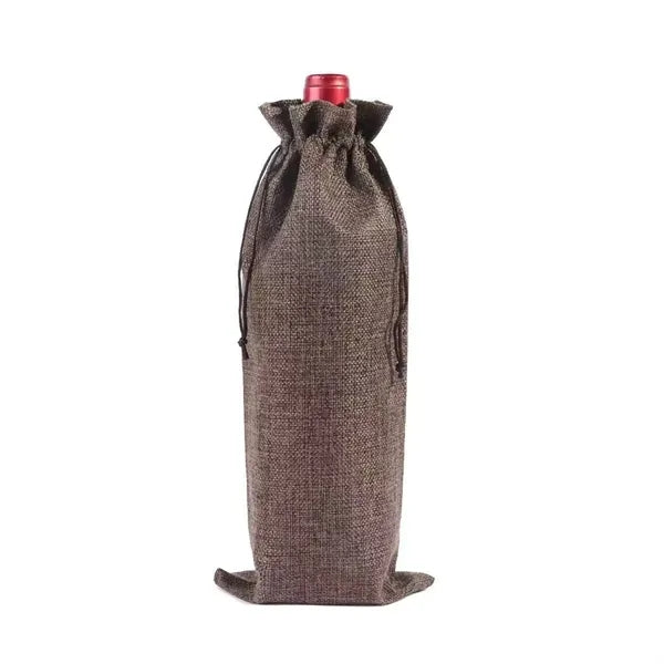 Burlap Wine Bottle Bag With Drawstring
