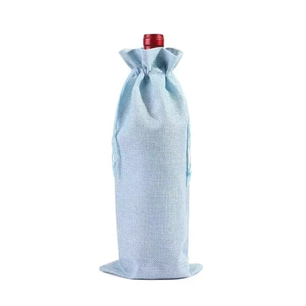 Burlap Wine Bottle Bag With Drawstring