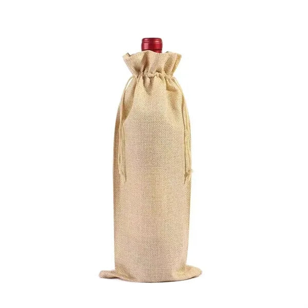 Burlap Wine Bottle Bag With Drawstring