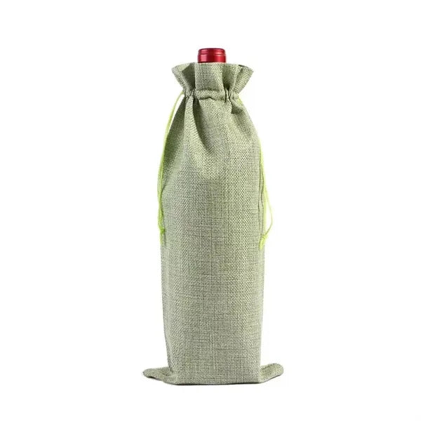 Burlap Wine Bottle Bag With Drawstring