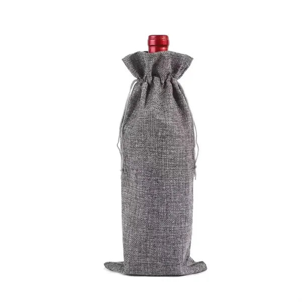 Burlap Wine Bottle Bag With Drawstring