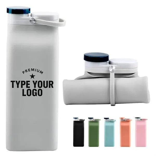 20 oz Collapsible Silicone Water Bottle Leakproof For Travel