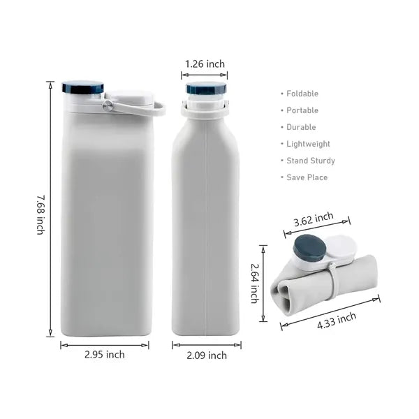 20 oz Collapsible Silicone Water Bottle Leakproof For Travel