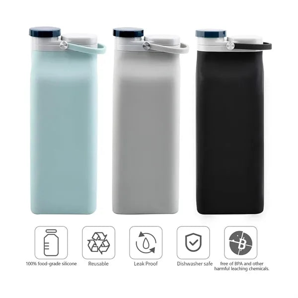 20 oz Collapsible Silicone Water Bottle Leakproof For Travel